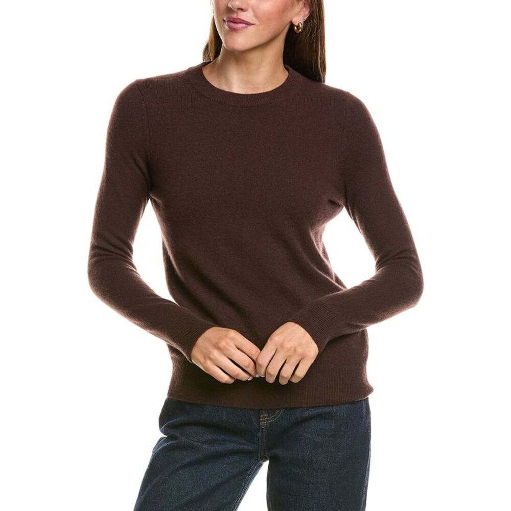 Incashmere Womens  Basic Crewneck 100% Cashmere Sweater, Brown